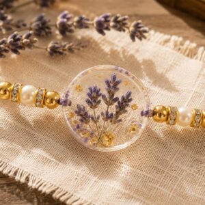 Dry Flower Transparent Resin Rakhi