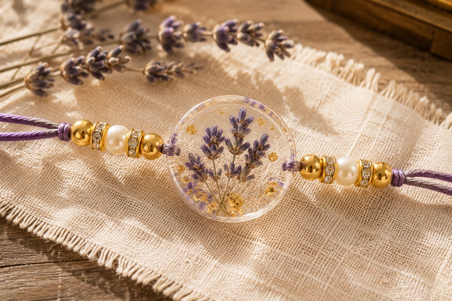 Dry Flower Transparent Resin Rakhi