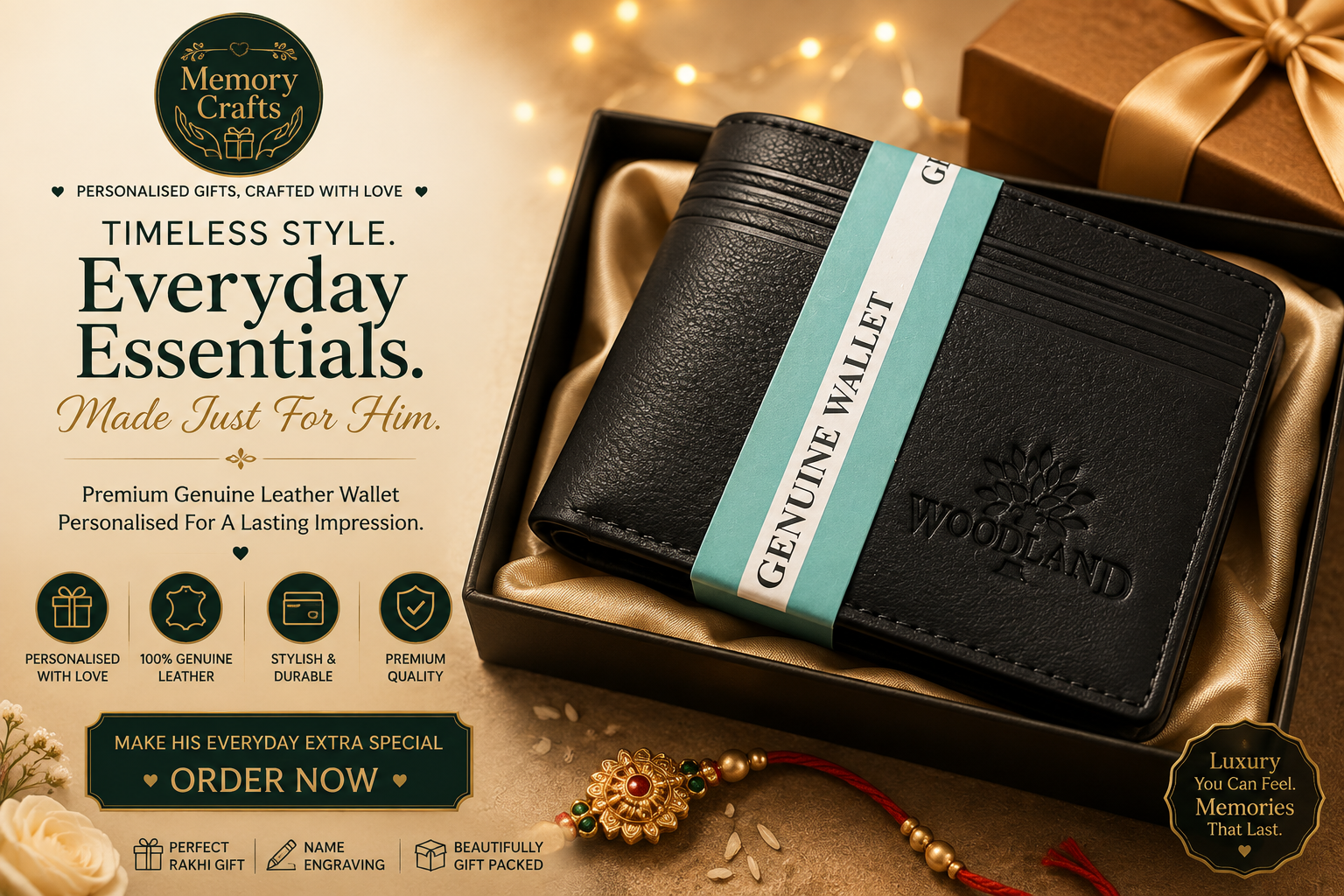 Woodland Personalized Leather Wallet 🎁