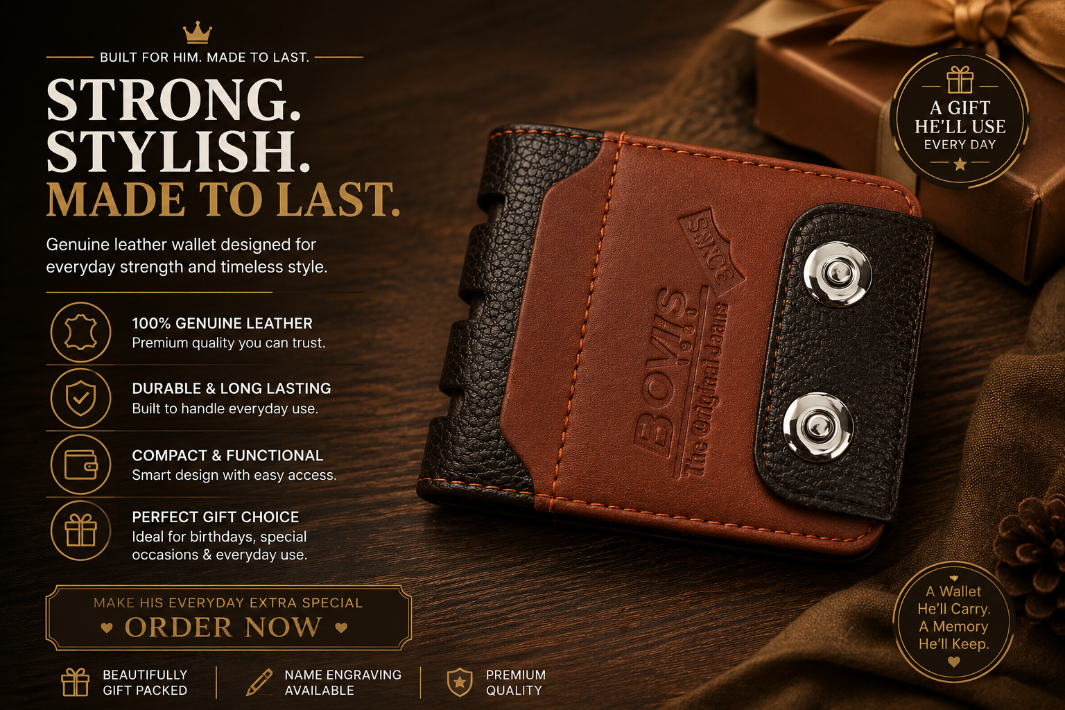 Bovi`s Personalized Leather Wallet 🎁