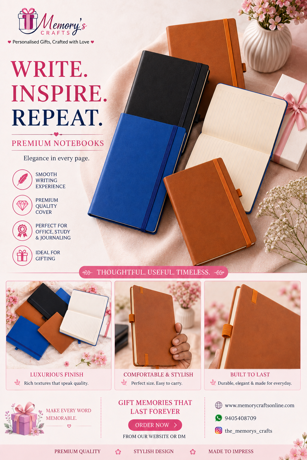 Premium A5 Hardcover Elastic Band Diary 📔✨