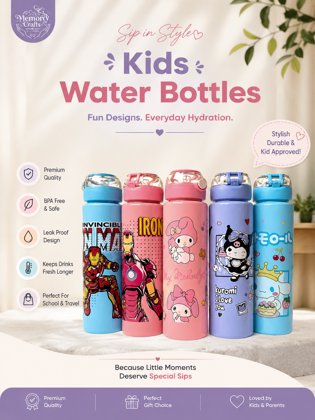 Dreamland Kids Water Bottle 👑🌸