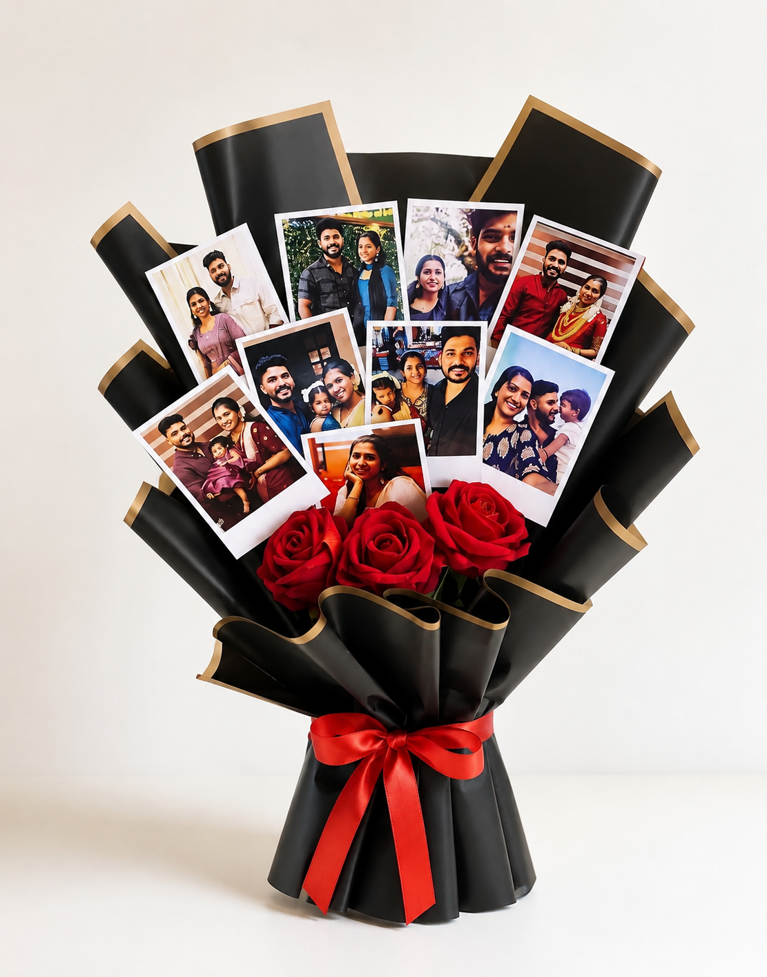 Personalized Family Photo Rose Bouquet