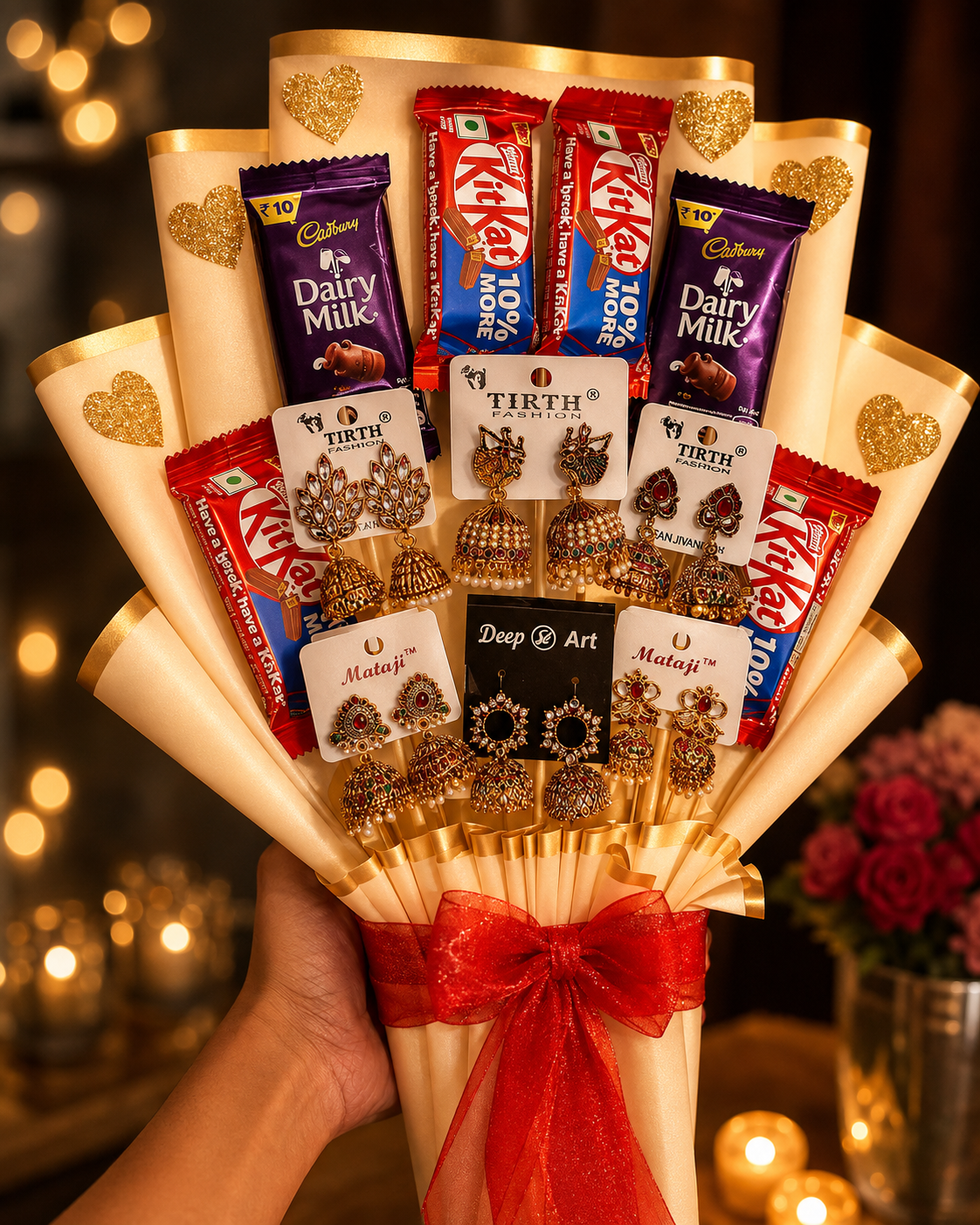 Royal Chocolate & Earrings Gift Bouquet