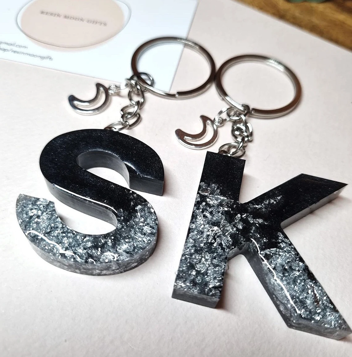 A to Z Alphabet Resin Keychain Black Color OR Upload Your Favourite Design For Personalized Gift